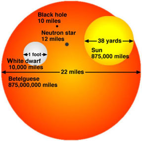 Size Comparison of Stars/Stellar Remnants